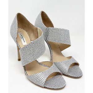 L.K. Bennett Laura High Heel Open Toe Slingback Shoes Leather Black White SZ 39